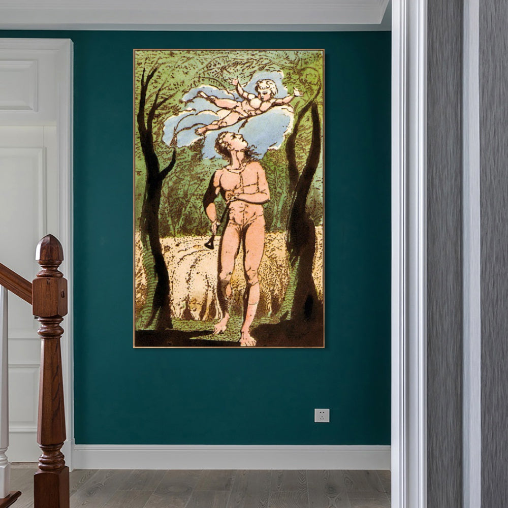 INVIN ART Framed Canvas Giclee Print Art Series#077 by William Blake Wall Art
