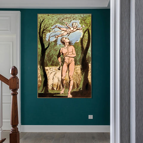 INVIN ART Framed Canvas Giclee Print Art Series#077 by William Blake Wall Art Living Room Home Office Decorations