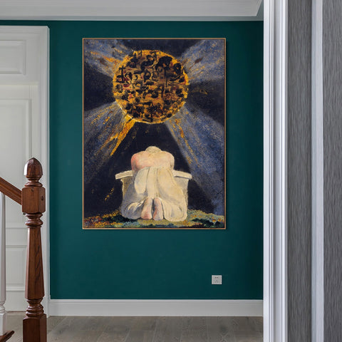 INVIN ART Framed Canvas Giclee Print Art SONG OF LOS#4 by William Blake Wall Art Living Room Home Office Decorations