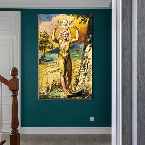 INVIN ART Framed Canvas Giclee Print Art Songs of Innocence and of Experience#2 by William Blake Wall Art Living Room Home Office Decorations
