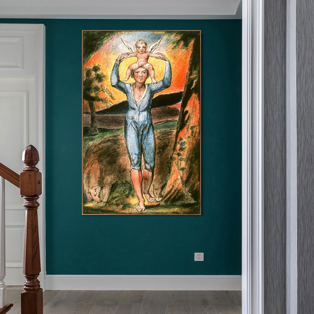 INVIN ART Framed Canvas Giclee Print Art Songs of Innocence and of Experience#3 by William Blake Wall Art