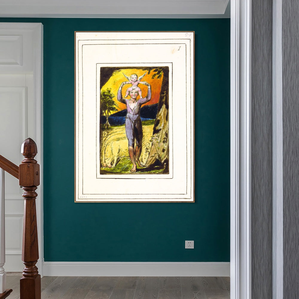 INVIN ART Framed Canvas Giclee Print Art Songs of Innocence and of Experience#4 by William Blake Wall Art