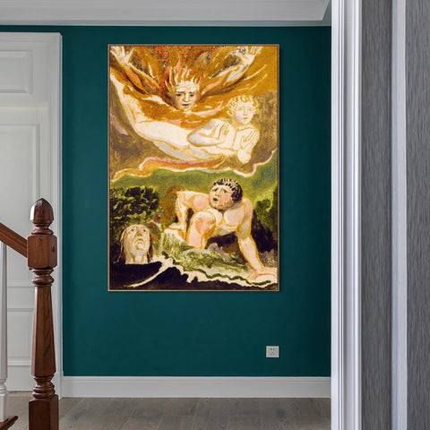 INVIN ART Framed Canvas Giclee Print Art Series#091 by William Blake Wall Art Living Room Home Office Decorations