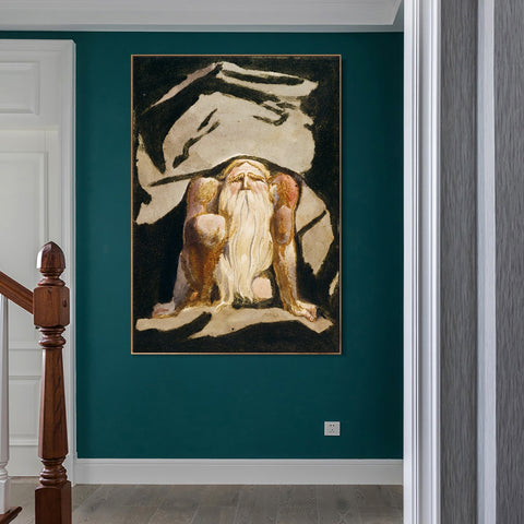 INVIN ART Framed Canvas Giclee Print Art Series#095 by William Blake Wall Art Living Room Home Office Decorations