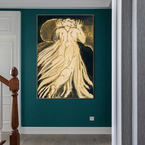 INVIN ART Framed Canvas Giclee Print Art Series#097 by William Blake Wall Art Living Room Home Office Decorations