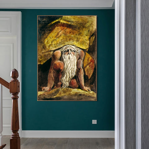 INVIN ART Framed Canvas Giclee Print Art Series#098 by William Blake Wall Art Living Room Home Office Decorations