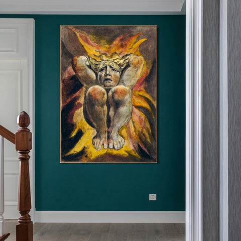 INVIN ART Framed Canvas Giclee Print Art Series#099 by William Blake Wall Art Living Room Home Office Decorations