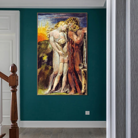 INVIN ART Framed Canvas Giclee Print Art Series#101 by William Blake Wall Art Living Room Home Office Decorations