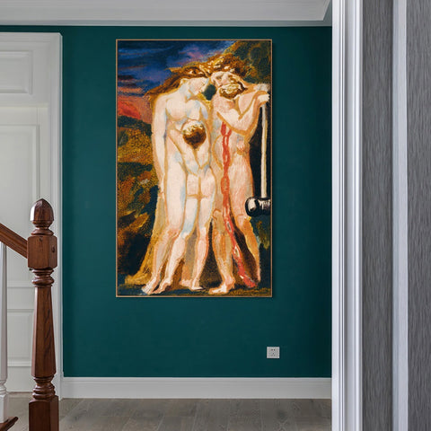 INVIN ART Framed Canvas Giclee Print Art Series#105 by William Blake Wall Art Living Room Home Office Decorations