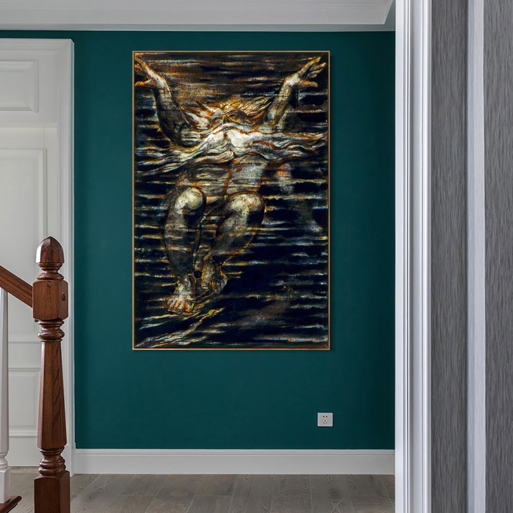 INVIN ART Framed Canvas Giclee Print Art The First Book of Urizen#3 by William Blake Wall Art