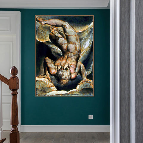 INVIN ART Framed Canvas Giclee Print Art Series#112 by William Blake Wall Art Living Room Home Office Decorations