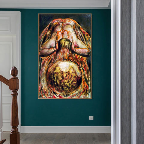 INVIN ART Framed Canvas Giclee Print Art The First Book of Urizen by William Blake Wall Art Living Room Home Office Decorations
