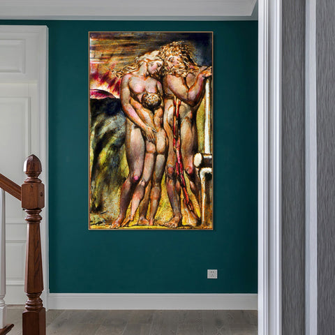 INVIN ART Framed Canvas Giclee Print Art Series#116 by William Blake Wall Art Living Room Home Office Decorations