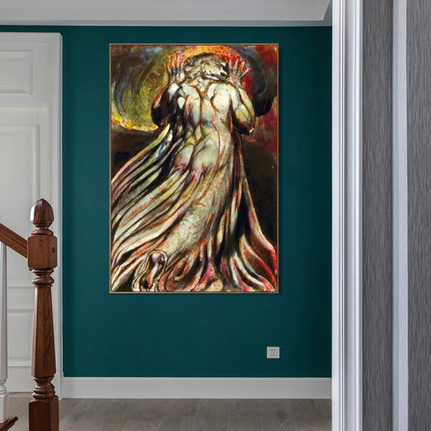 INVIN ART Framed Canvas Giclee Print Art Series#117 by William Blake Wall Art Living Room Home Office Decorations