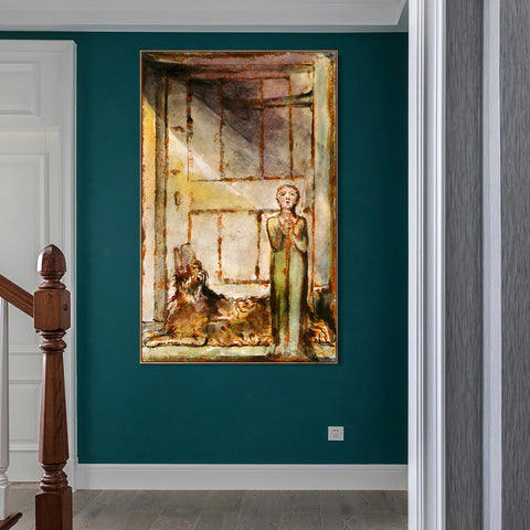 INVIN ART Framed Canvas Giclee Print Art Series#119 by William Blake Wall Art Living Room Home Office Decorations