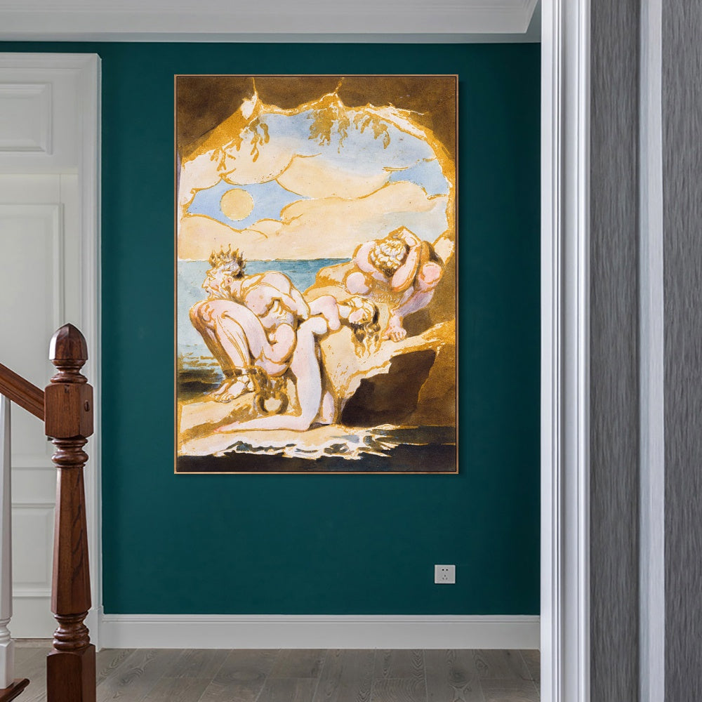 INVIN ART Framed Canvas Giclee Print Art Visions of the Daughters of Albion#6 by William Blake Wall Art