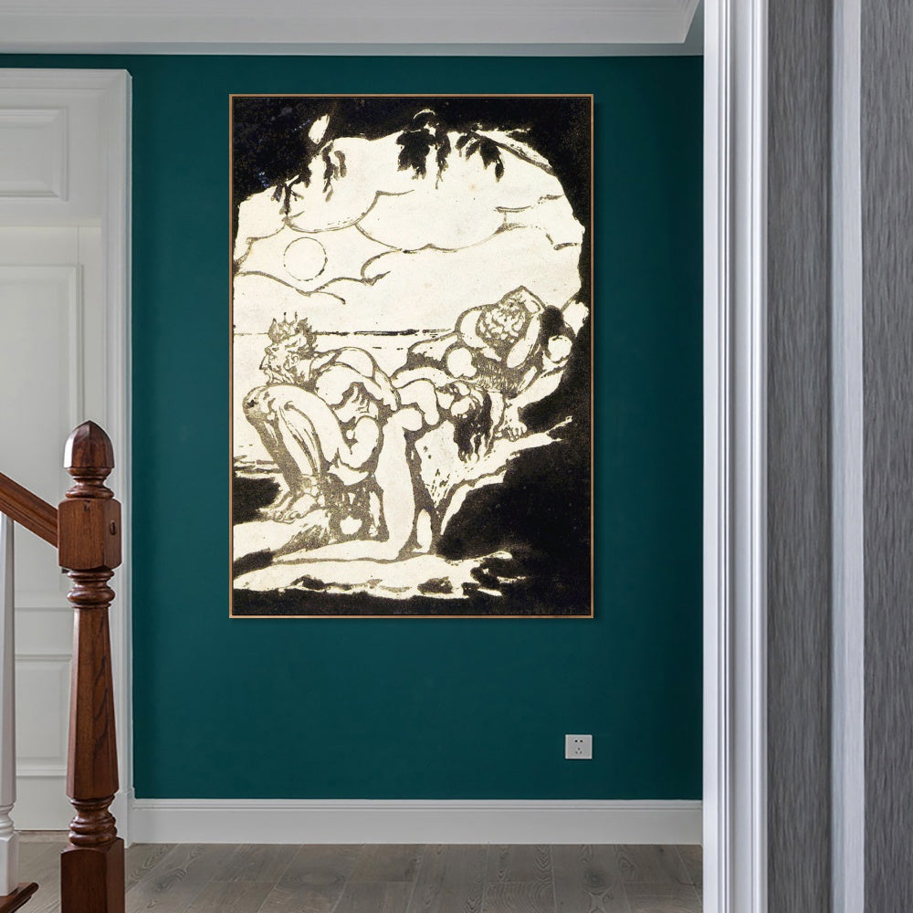 INVIN ART Framed Canvas Giclee Print Art Visions of the Daughters of Albion#5 by William Blake Wall Art