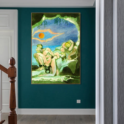 INVIN ART Framed Canvas Giclee Print Art Visions of the Daughters of Albion#4 by William Blake Wall Art Living Room Home Office Decorations