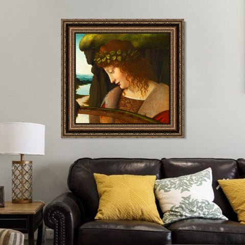 INVIN ART Framed Canvas Art Giclee Print Narcissus by Leonardo da Vinci Wall Art Living Room Home Office Decorations