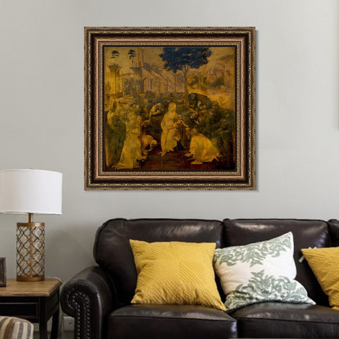 INVIN ART Framed Canvas Art Giclee Print Adoration of the Magi by Leonardo da Vinci Wall Art Living Room Home Office Decorations
