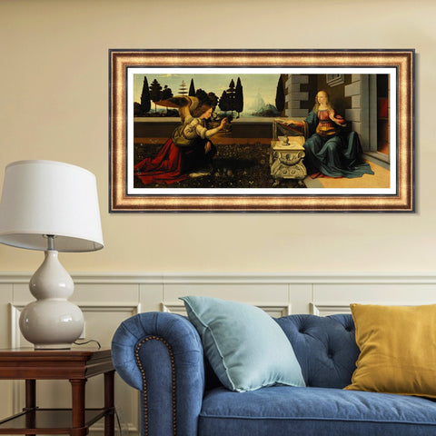 INVIN ART Framed Canvas Art Giclee Print Annunciation by Leonardo da Vinci Wall Art Living Room Home Office Decorations
