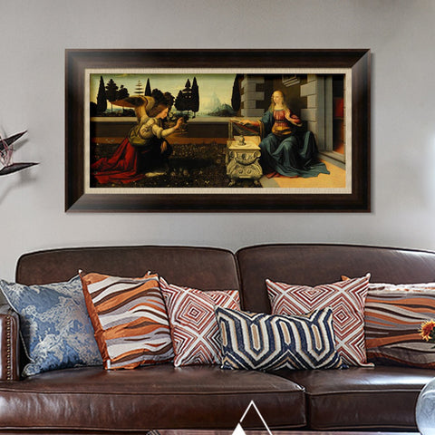 INVIN ART Framed Canvas Art Giclee Print Annunciation by Leonardo da Vinci Wall Art Living Room Home Office Decorations