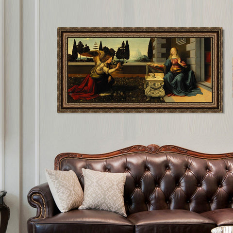 INVIN ART Framed Canvas Art Giclee Print Annunciation by Leonardo da Vinci Wall Art Living Room Home Office Decorations