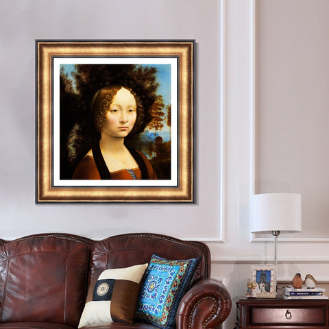 INVIN ART Framed Canvas Art Giclee Print Ginevra de' Benci by Leonardo da Vinci Wall Art Living Room Home Office Decorations