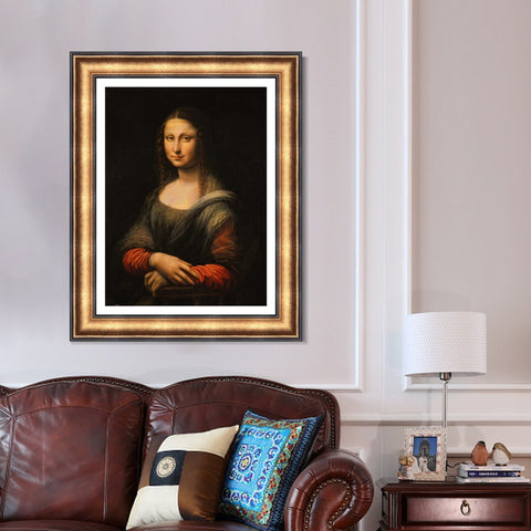 INVIN ART Framed Canvas Art Giclee Print Mona Lisa#2 by Leonardo da Vinci Wall Art Living Room Home Office Decorations