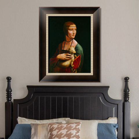 INVIN ART Framed Canvas Art Giclee Print La Dama con LErmellino Stampa by Leonardo da Vinci Wall Art Living Room Home Office Decorations