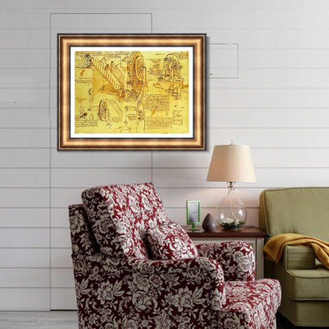 INVIN ART Framed Canvas Art Giclee Print Series#014 by Leonardo da Vinci Wall Art Living Room Home Office Decorations