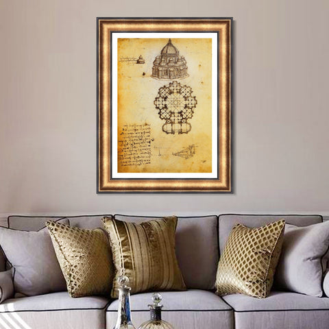 INVIN ART Framed Canvas Art Giclee Print Series#050 by Leonardo da Vinci Wall Art Living Room Home Office Decorations