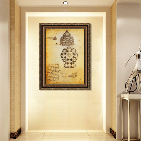 INVIN ART Framed Canvas Art Giclee Print Series#050 by Leonardo da Vinci Wall Art Living Room Home Office Decorations