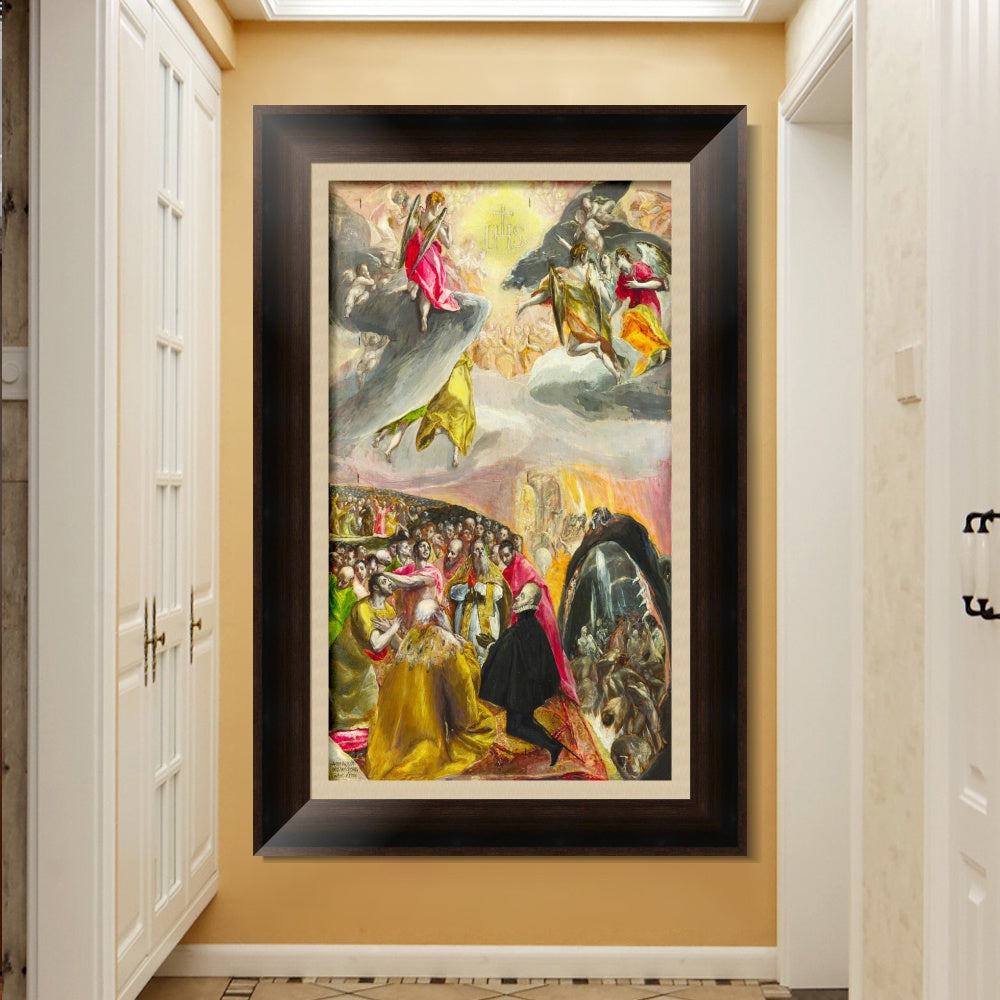 INVIN ART Framed Canvas Art Giclee Print The Adoration of The Name of Jesus Poster by El Greco Wall Art