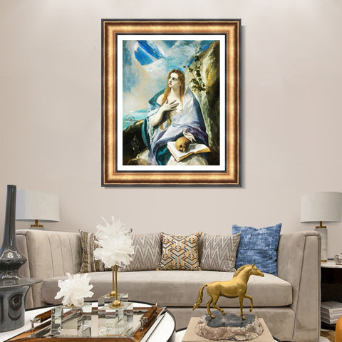 INVIN ART Framed Canvas Art Giclee Print The Penitent Magdalene by El Greco Wall Art Living Room Home Office Decorations