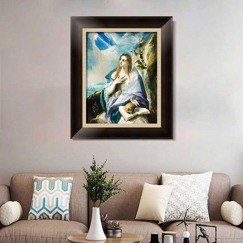 INVIN ART Framed Canvas Art Giclee Print The Penitent Magdalene by El Greco Wall Art Living Room Home Office Decorations