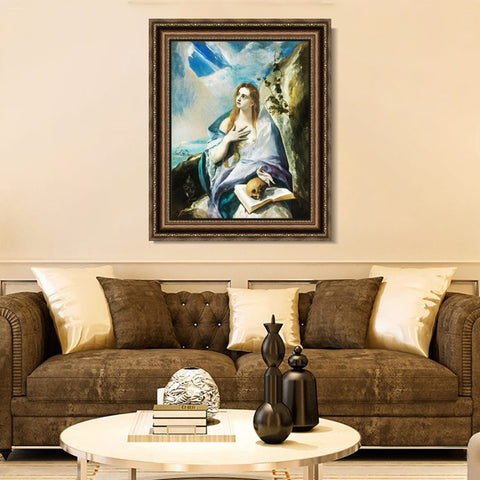 INVIN ART Framed Canvas Art Giclee Print The Penitent Magdalene by El Greco Wall Art Living Room Home Office Decorations