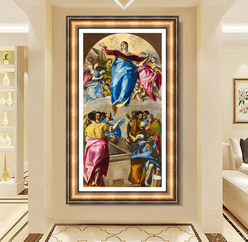 INVIN ART Framed Canvas Art Giclee Print Assumption Of The Virgin by El Greco Wall Art