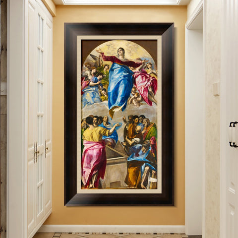 INVIN ART Framed Canvas Art Giclee Print Assumption Of The Virgin by El Greco Wall Art Living Room Home Office Decorations