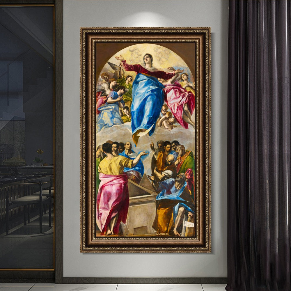 INVIN ART Framed Canvas Art Giclee Print Assumption Of The Virgin by El Greco Wall Art