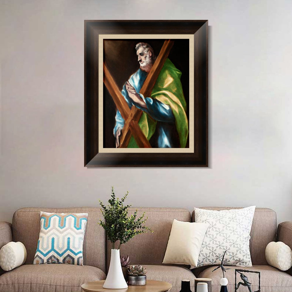 INVIN ART Framed Canvas Art Giclee Print St. Andrew by El Greco Wall Art