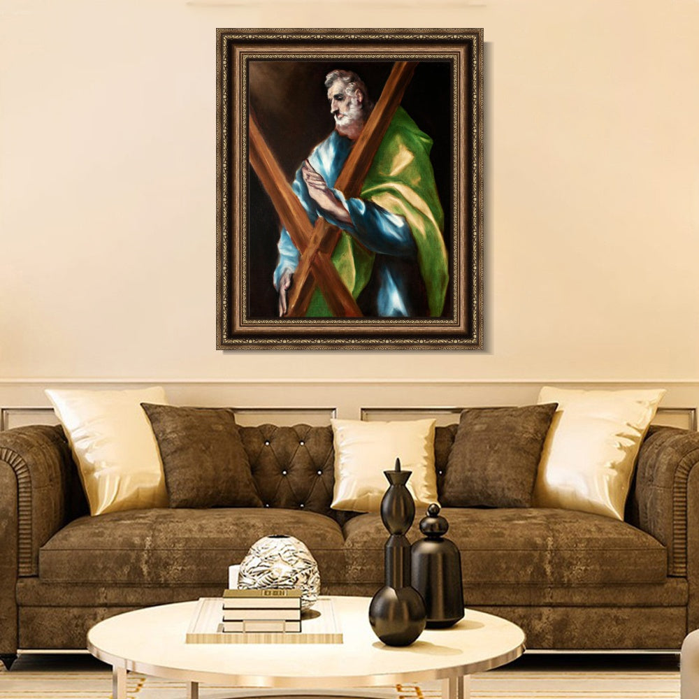 INVIN ART Framed Canvas Art Giclee Print St. Andrew by El Greco Wall Art