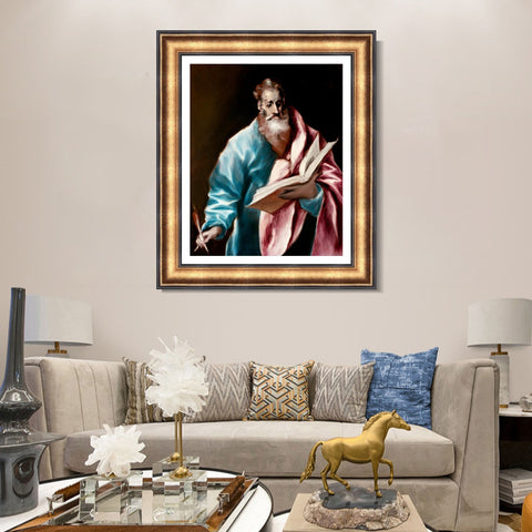 INVIN ART Framed Canvas Art Giclee Print Saint Matthew by El Greco Wall Art Living Room Home Office Decorations