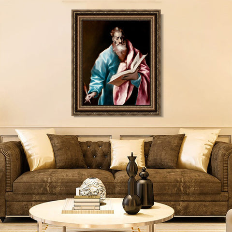 INVIN ART Framed Canvas Art Giclee Print Saint Matthew by El Greco Wall Art Living Room Home Office Decorations