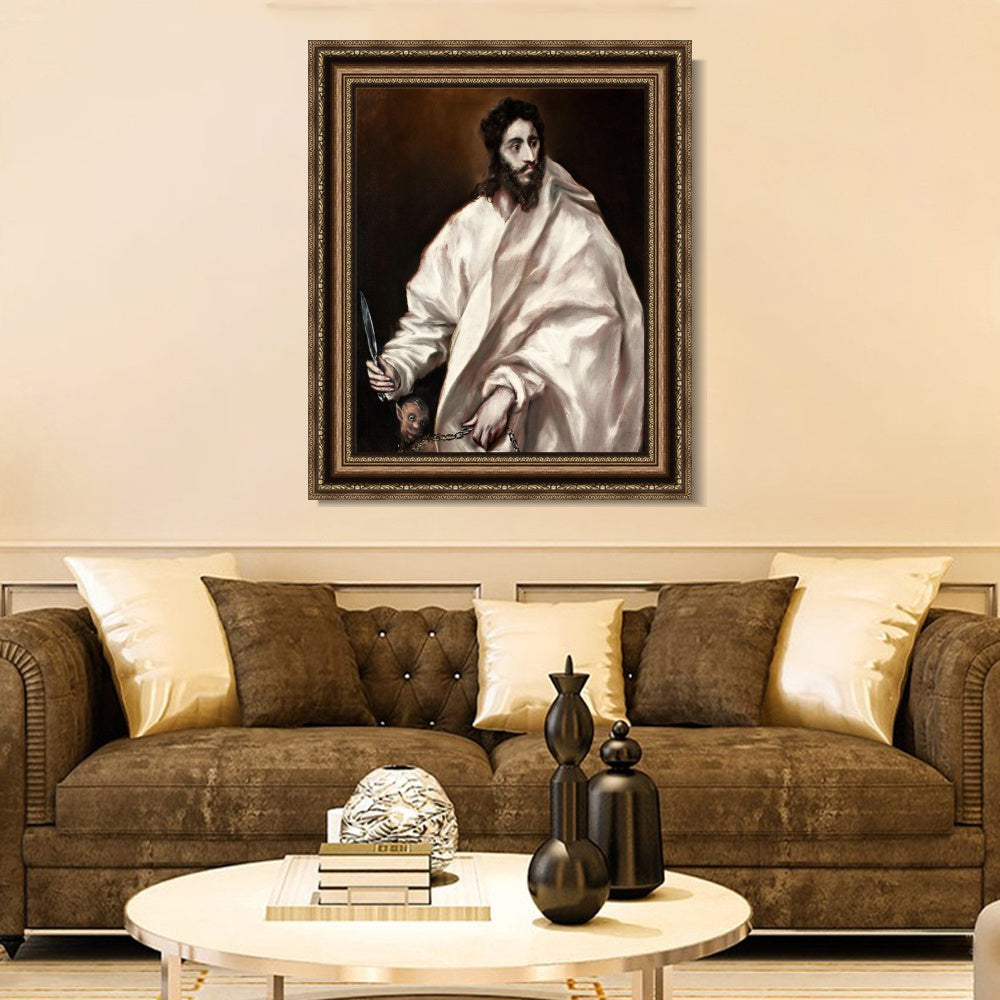 INVIN ART Framed Canvas Art Giclee Print Saint Bartholomew by El Greco Wall Art