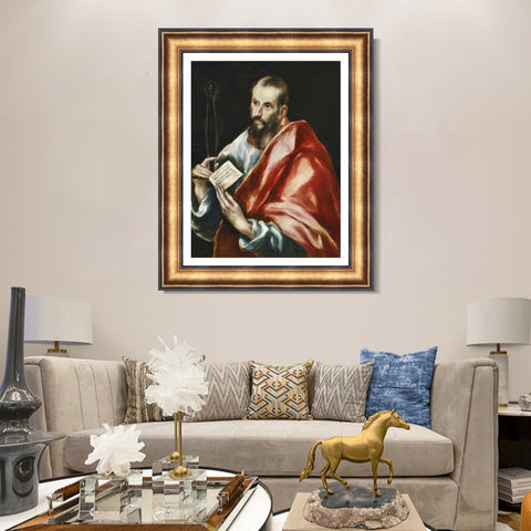 INVIN ART Framed Canvas Art Giclee Print Saint Paul, The Apostle#2 by El Greco Wall Art Living Room Home Office Decorations