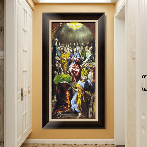 INVIN ART Framed Canvas Art Giclee Print Pentecost by El Greco Wall Art Living Room Home Office Decorations