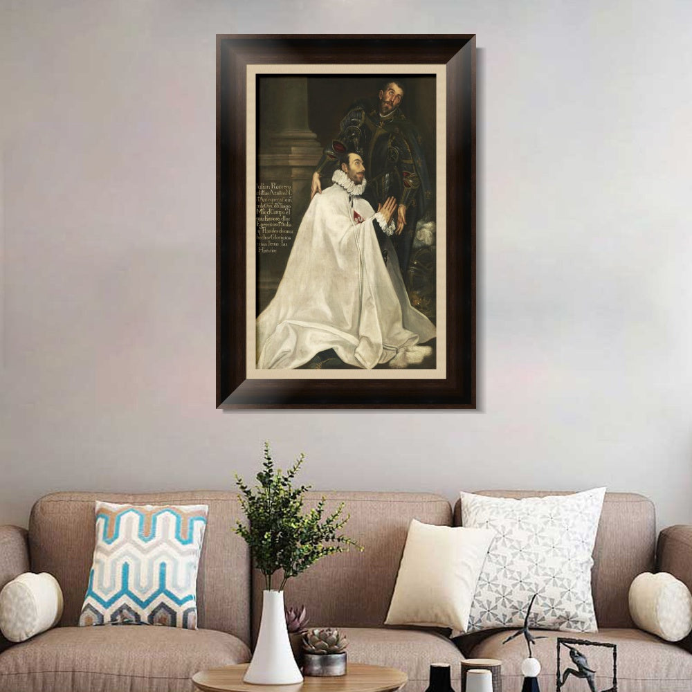 INVIN ART Framed Canvas Art Giclee Print Juli篓垄n Romero Y Su Santo Patrono by El Greco Wall Art