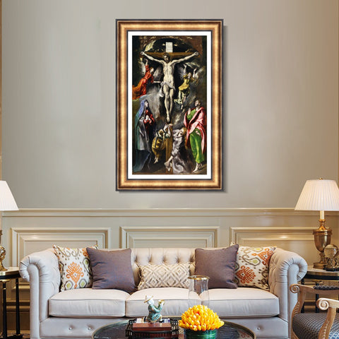 INVIN ART Framed Canvas Art Giclee Print Baptism of Christ by El Greco Wall Art Living Room Home Office Decorations