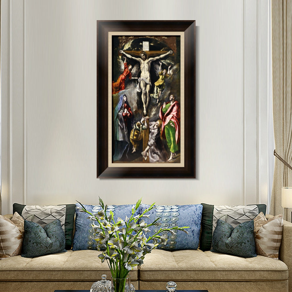 INVIN ART Framed Canvas Art Giclee Print Baptism of Christ by El Greco Wall Art